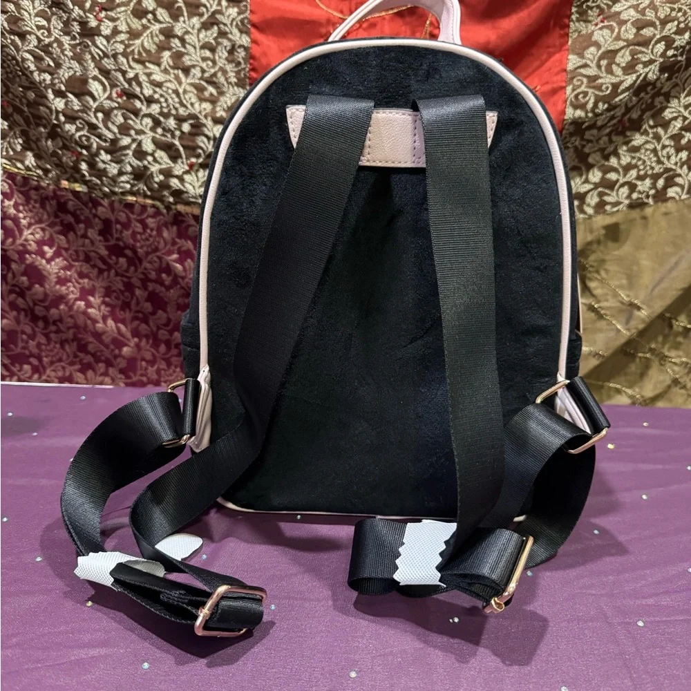 Juicy Couture Black and Light Pink Velvet Mini Backpack with Heart Charm - Picture 6 of 11